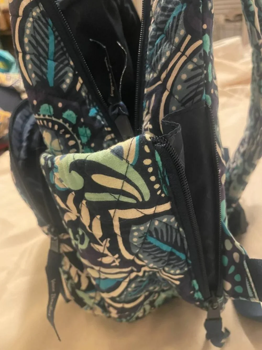 Vera Bradley Mini Backpack - Boho Quilted Floral Navy & Teal Adventure Bag